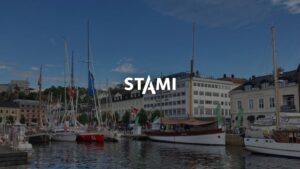 Bilde av Pollen i Arendal, med STAMIs logo over
